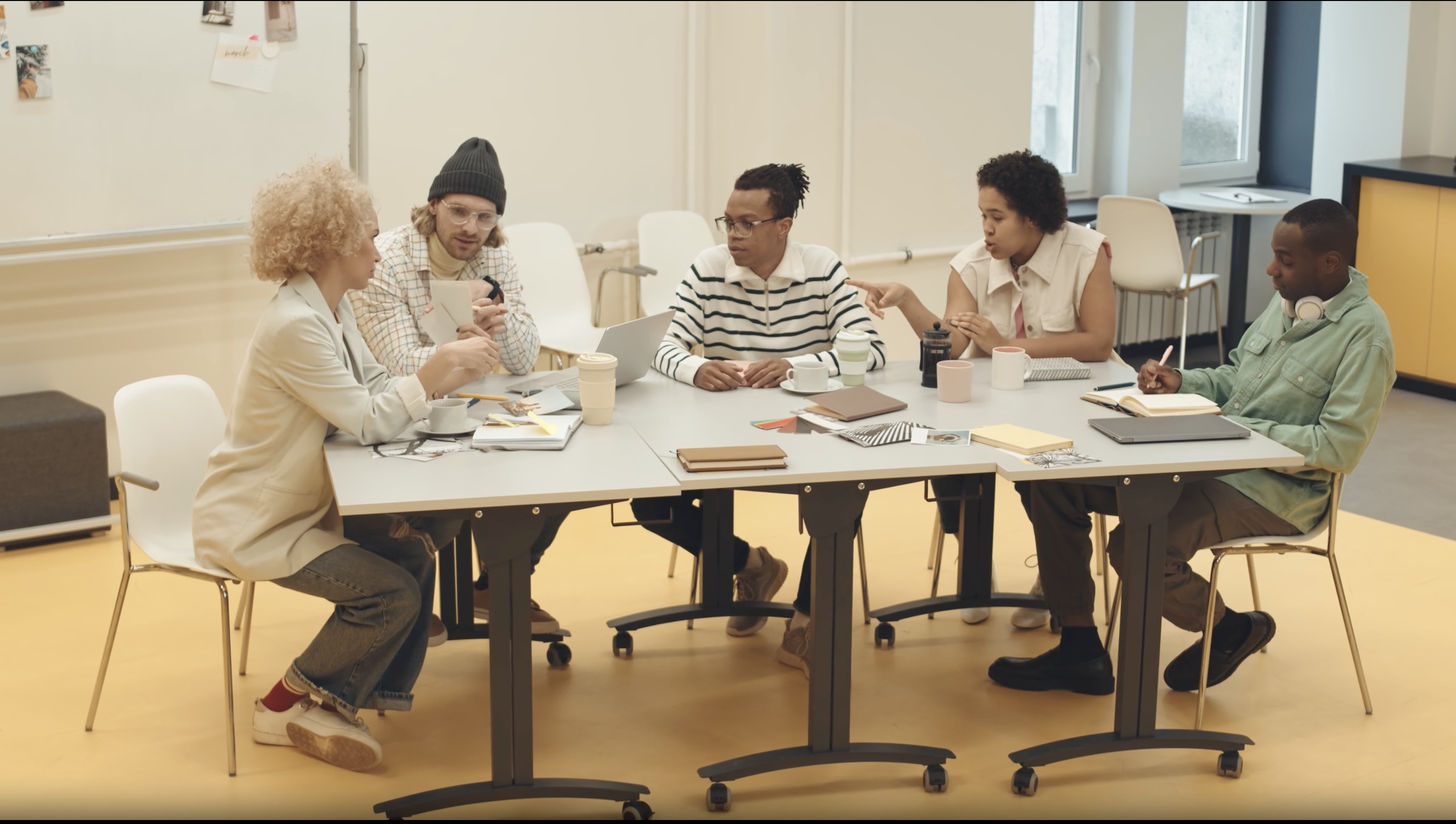 Team collaborating at a table